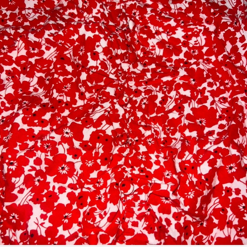 Code Mode Red Floral Skirt with Ruffled slid - Picture 5 of 7